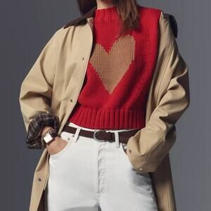 Anthropologie Maeve The Pippa Mock-Neck Sweater Heart